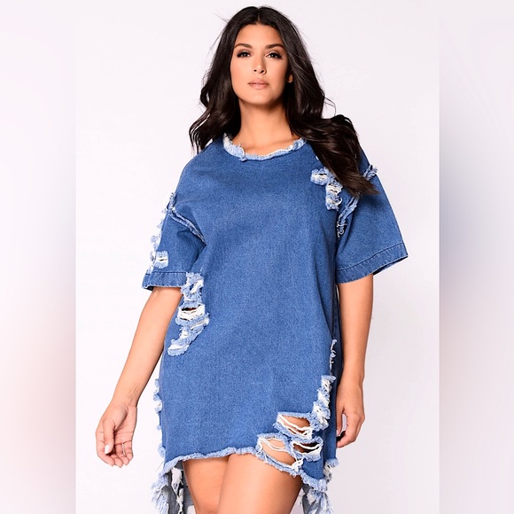 Fashion Nova: (NWT) “Good Jeans Dress” | Medium Stone | Size 1X - Picture 4 of 6